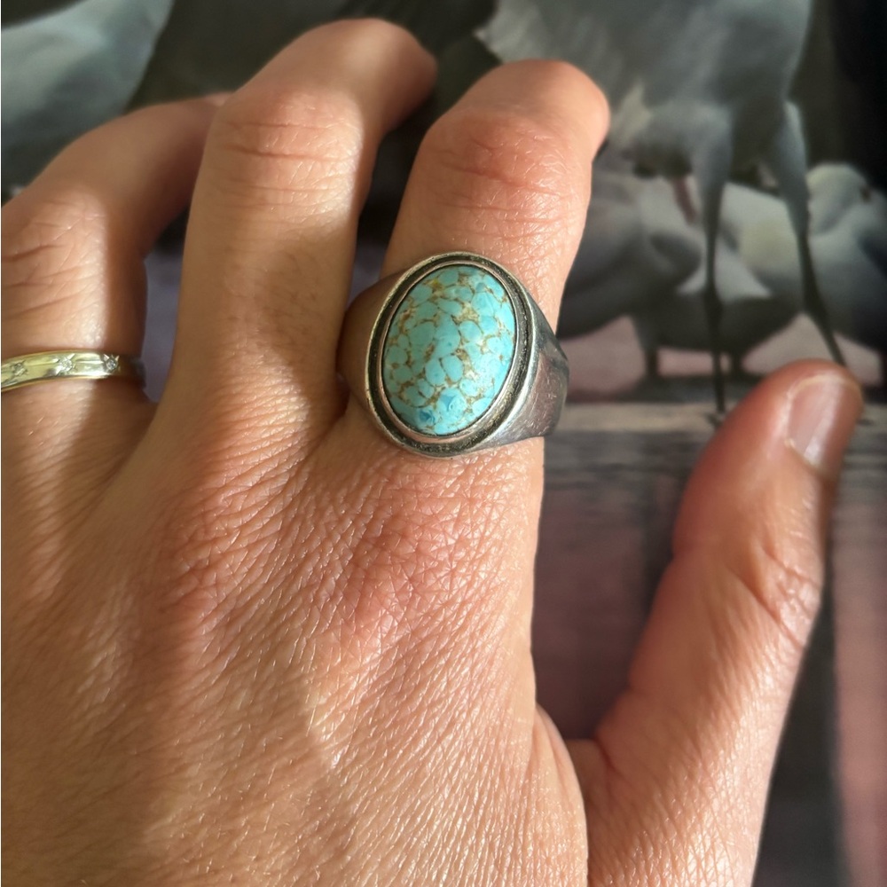 Sterling silver and turquoise ring size 15.25